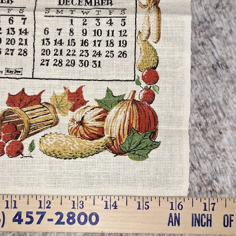 📅 1981 fabric dish cloth towel wall hanging calendar with original envelope